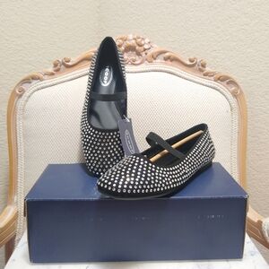 Scoop Women’s Studded Rhinestones Black Mary Jane Flats Size 7 New In Box